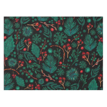 水彩クリスマスフローラルパターン |テーブルクロス