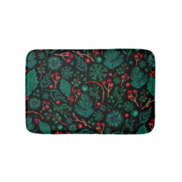 水彩クリスマスフローラルパターン |バスマット バスマット