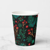 水彩クリスマスフローラルパターン |紙カップ 紙コップ (裏面)