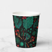 水彩クリスマスフローラルパターン |紙カップ 紙コップ (右)