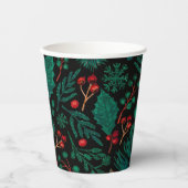 水彩クリスマスフローラルパターン |紙カップ 紙コップ (正面)