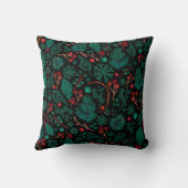 水彩クリスマスフローラルパターン |装飾用クッション クッション (裏面)