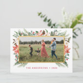 水彩クリスマスフローラ付き/金ゴールド写真 シーズンカード (スタンド正面)