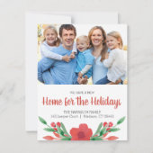 水彩クリスマスフローラ写真新しい住所 シーズンカード (正面)