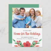 水彩クリスマスフローラ写真新しい住所 シーズンカード (正面/裏面)