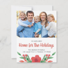 水彩クリスマスフローラ写真新しい住所