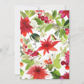 水彩クリスマスフローラ枠ブライダルシャワー 招待状 (裏面)