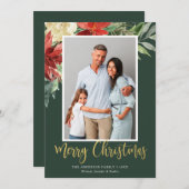 水彩クリスマスフローラ緑の写真 シーズンカード (正面/裏面)