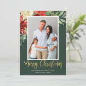 水彩クリスマスフローラ緑の写真 シーズンカード (スタンド正面)