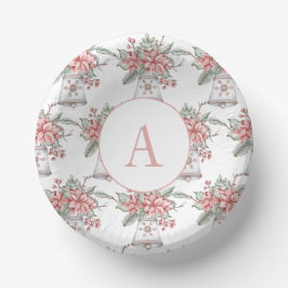 水彩クリスマスフローラ配置 ペーパーボウル