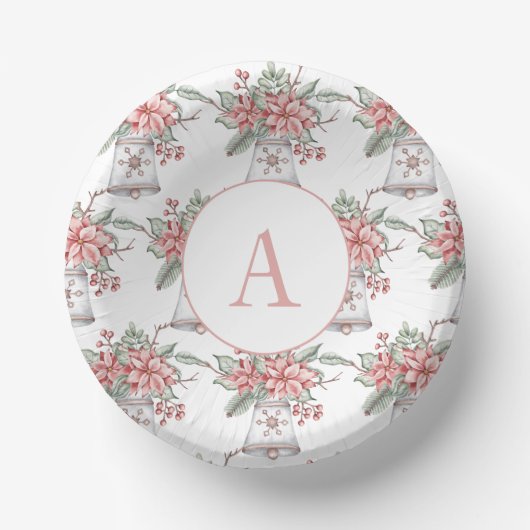 水彩クリスマスフローラ配置 ペーパーボウル (正面)