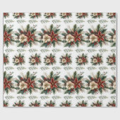 水彩クリスマスフローラ ラッピングペーパー (フラット)