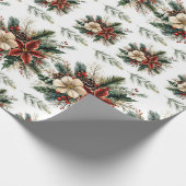 水彩クリスマスフローラ ラッピングペーパー (角)
