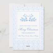 水彩クリスマスブルーグランドミレニアルフローラ シーズンカード (裏面)