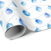 水彩クリスマスブルーストリングライト ラッピングペーパー (ロールコーナー)