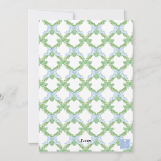 水彩クリスマスブルーボウガーランド写真 シーズンカード (裏面)