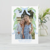 水彩クリスマスブルーボウガーランド写真 シーズンカード (スタンド正面)