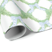 水彩クリスマスブルーボウガーランド ラッピングペーパー (ロールコーナー)