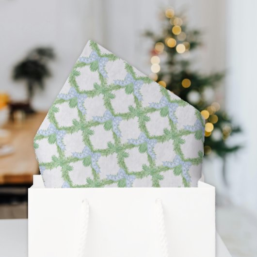 水彩クリスマスブルーボウガーランド 薄葉紙