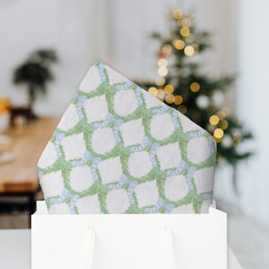 水彩クリスマスブルーボウガーランド 薄葉紙