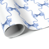 水彩クリスマスブルー弓 ラッピングペーパー (ロールコーナー)