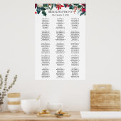 水彩クリスマスブーケ結婚のシーティングチャート ポスター (キッチン)