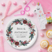水彩クリスマスブーケ結婚ーズ ペーパープレート (パーティー)