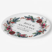 水彩クリスマスブーケ結婚ーズ ペーパープレート (アングル)