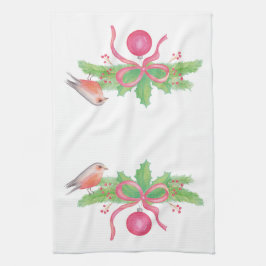 水彩クリスマスブーケ キッチンタオル