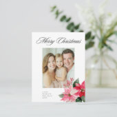 水彩クリスマスプエルセッティアデザイン シーズンポストカード (スタンド正面)