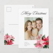 水彩クリスマスプエルセッティアデザイン シーズンポストカード (正面/裏面)