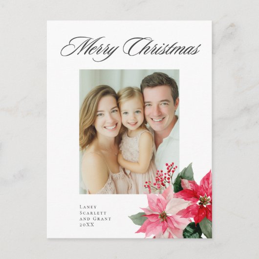 水彩クリスマスプルメリアデザイン シーズンポストカード (正面)