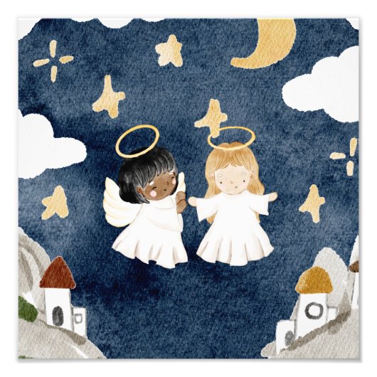 水彩クリスマスプレゼント フォトプリント            (正面)