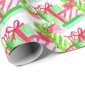 水彩クリスマスプレゼント ラッピングペーパー (ロールコーナー)