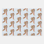 水彩クリスマスプレドとストライプ弓形 ラッピングペーパーシート (正面)