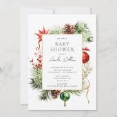 水彩クリスマスベイビーシャワー 招待状 (正面)