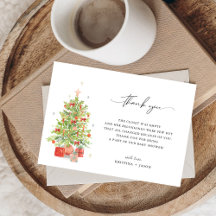 水彩クリスマスベビーシャワーサンキューカード