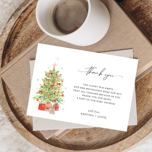 水彩クリスマスベビーシャワーサンキューカード サンキューカード