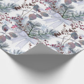 水彩クリスマスベリーと松の枝 ラッピングペーパー (角)