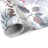 水彩クリスマスベリーと松の枝 ラッピングペーパー (ロールコーナー)