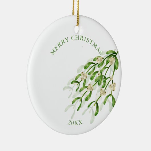 水彩クリスマスベリーの枝緑 セラミックオーナメント (右)