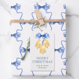 水彩クリスマスベルまたはウェディングベル ギフトタグ