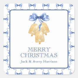 水彩クリスマスベルまたはウェディングベル スクエアシール