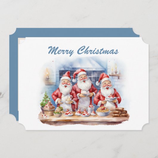 水彩クリスマスベーキングサンタアド文字 シーズンカード (正面/裏面)