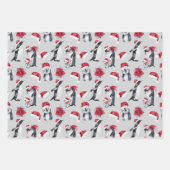水彩クリスマスペンギン調整 ラッピングペーパーシート (正面3)