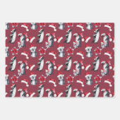 水彩クリスマスペンギン調整 ラッピングペーパーシート (正面2)