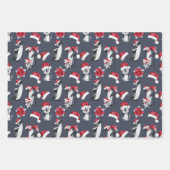 水彩クリスマスペンギン調整 ラッピングペーパーシート (正面)