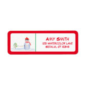 水彩クリスマスペンギン飾の木 ラベル (正面)