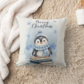 水彩クリスマスペンギン クッション (ブランケット)