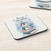 水彩クリスマスペンギン コースター (左側)